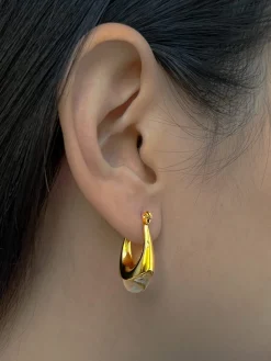 Gold Lucite Hoops - Transparent