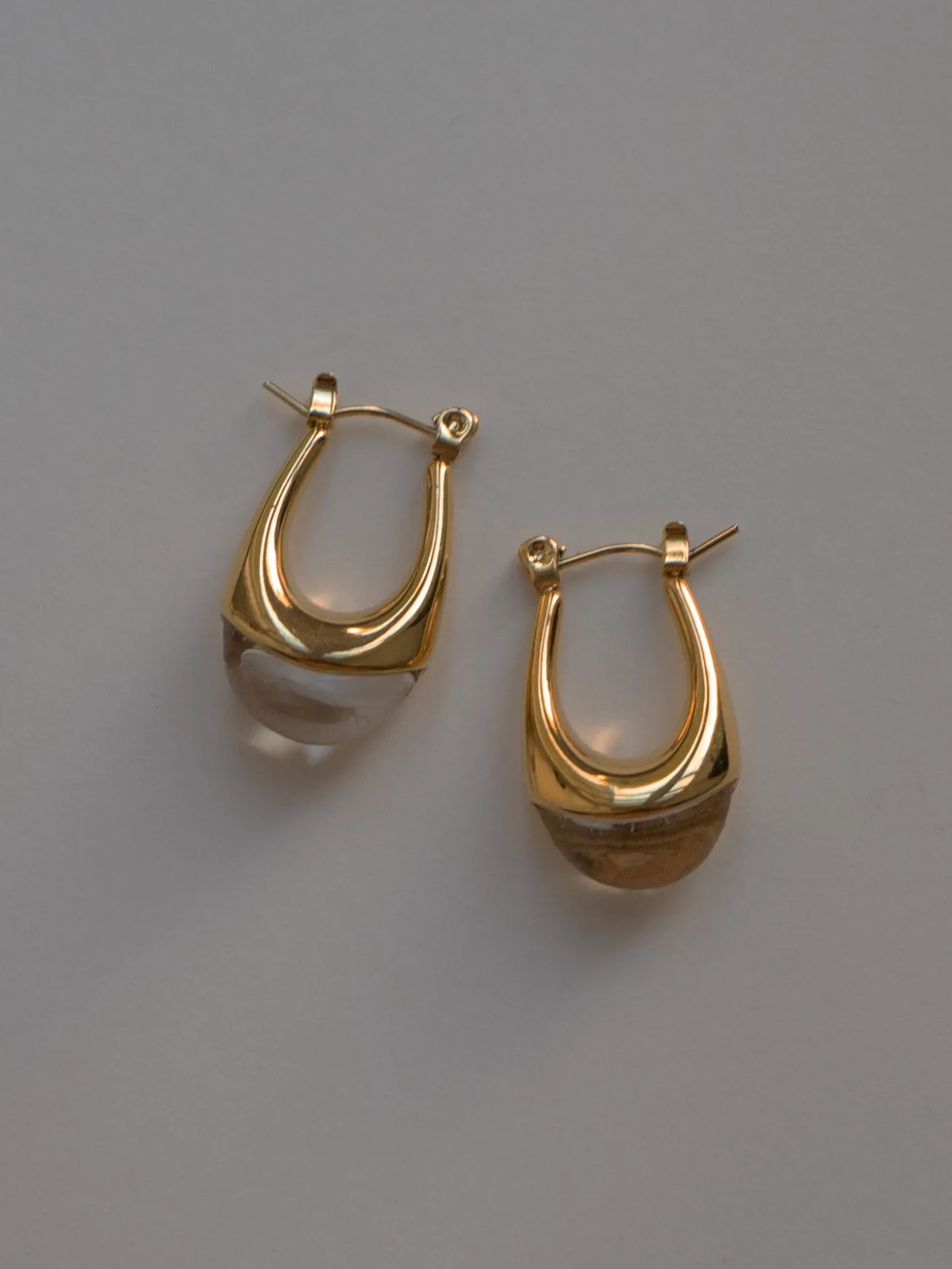 Gold Lucite Hoops - Transparent