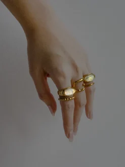 Gold Lucite Ring - Transparent