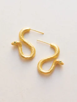 Gold Matte Serpent Earrings