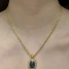 Gold Necklace with Lapis Lazuli Stone Pendant