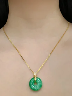 Green Jade Donut Necklace