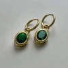 Green Oval Gemstone Hoops