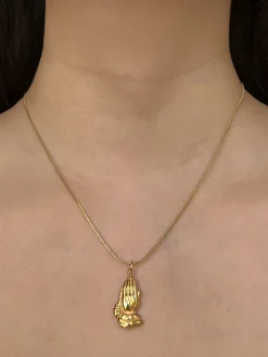 Hands in Prayer Chunky Gold Hoops