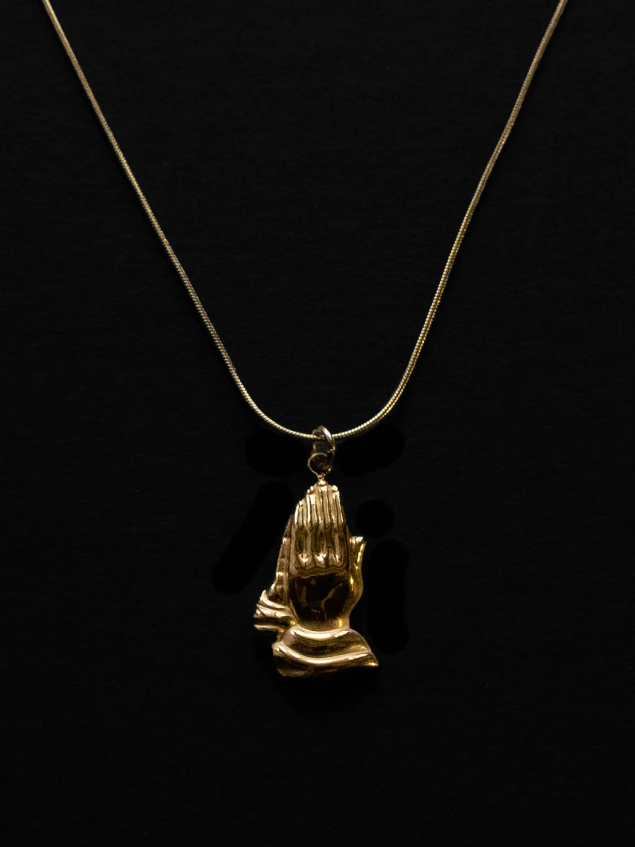 Hands in Prayer Necklace - Gold