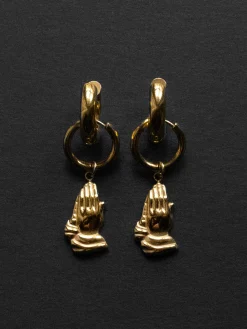 Hands in Prayer Necklace - Gold