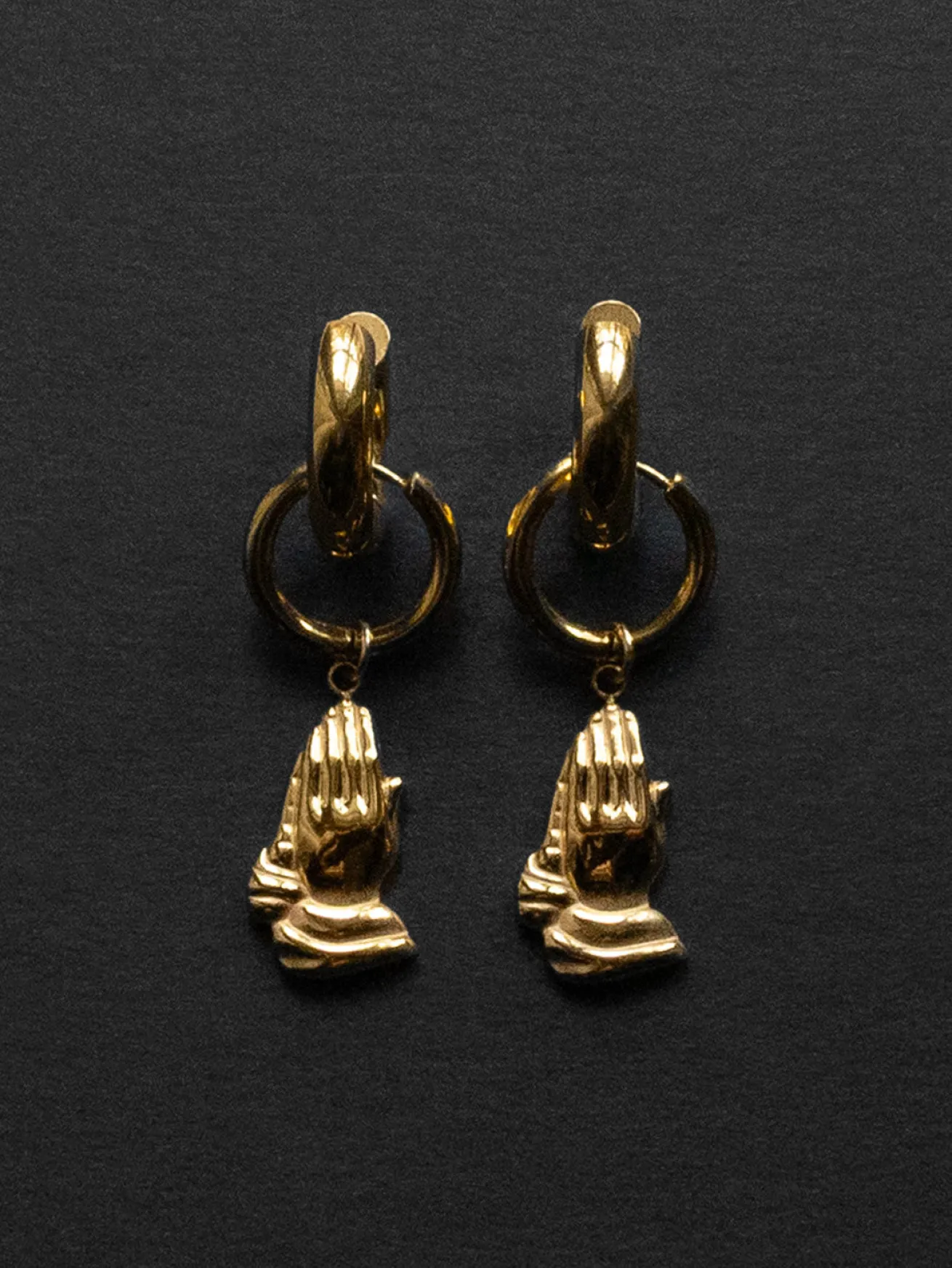 Hands in Prayer Necklace - Gold