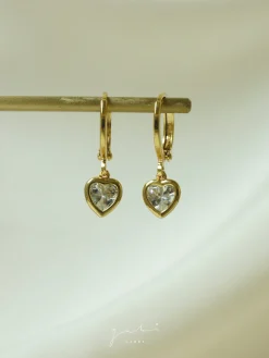 Heart Gem Huggies - Clear