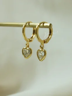 Heart Gem Huggies - Clear