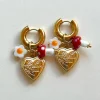 Heart Locket Chunky Hoops - Red Mushroom/Eggy Flower