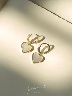 Heart Shell Pendant Huggies