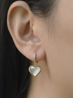 Heart Shell Pendant Huggies
