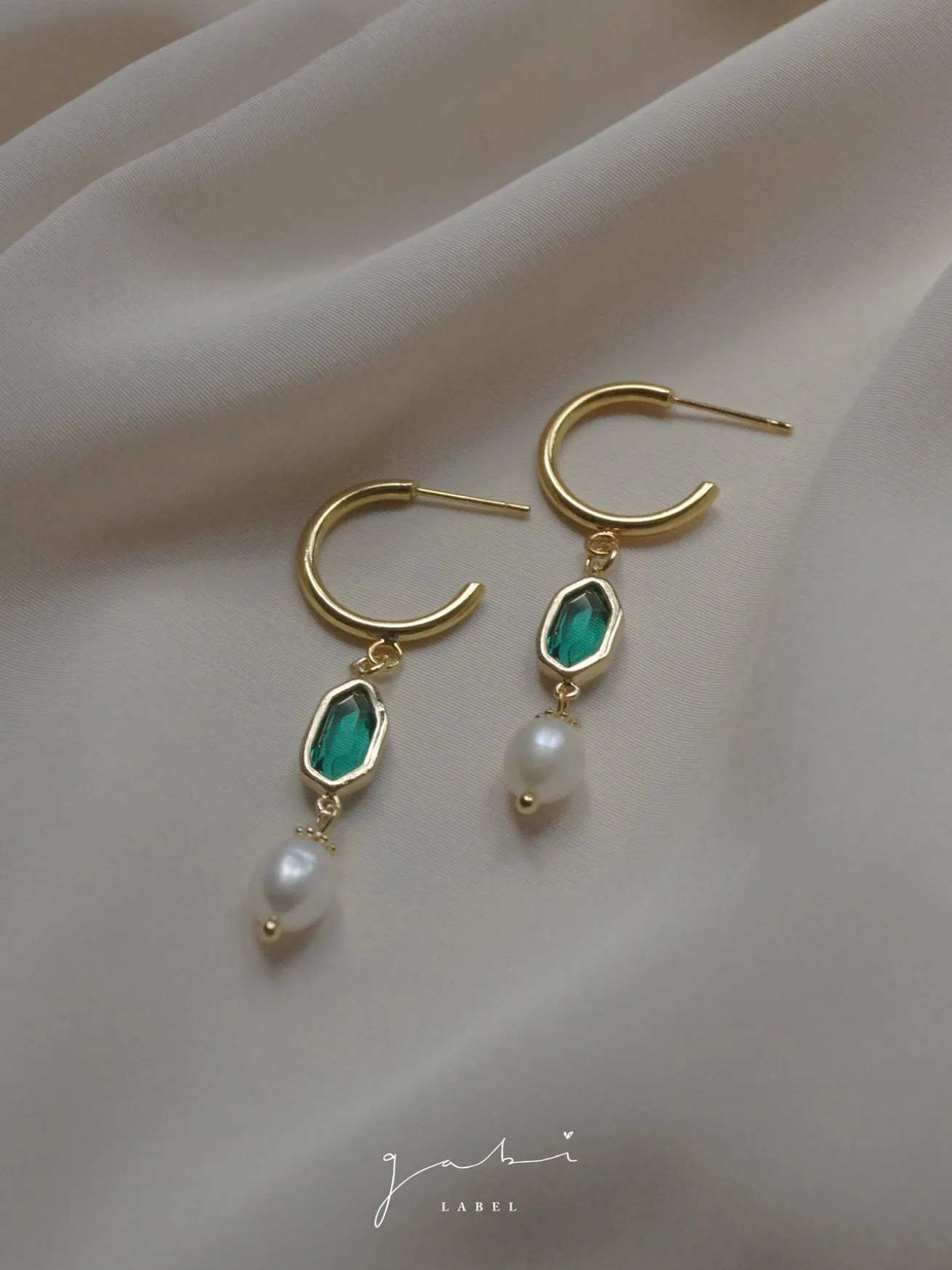 Hildur Earrings - Green *18K Gold-plated