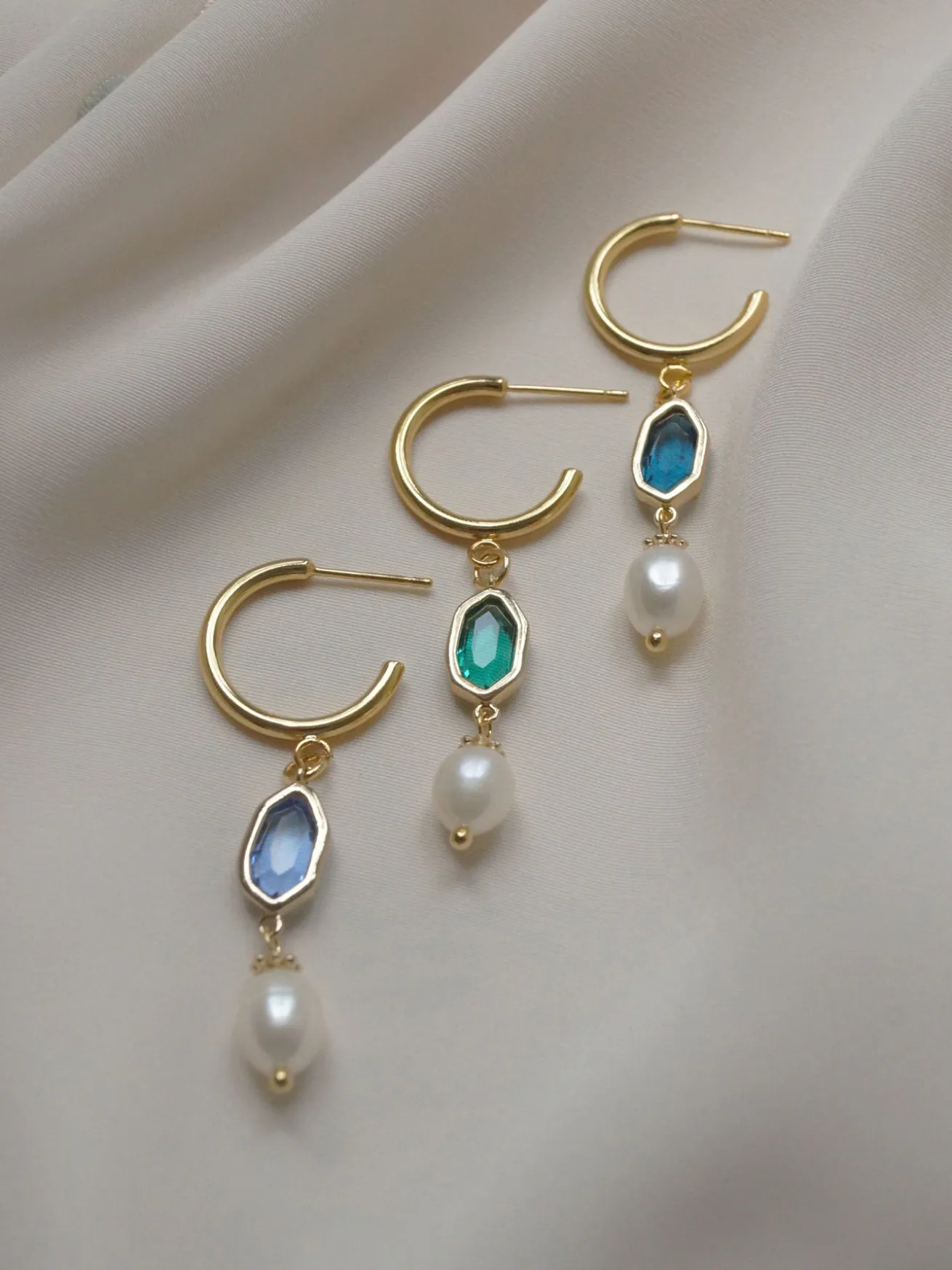 Hildur Earrings - Green *18K Gold-plated