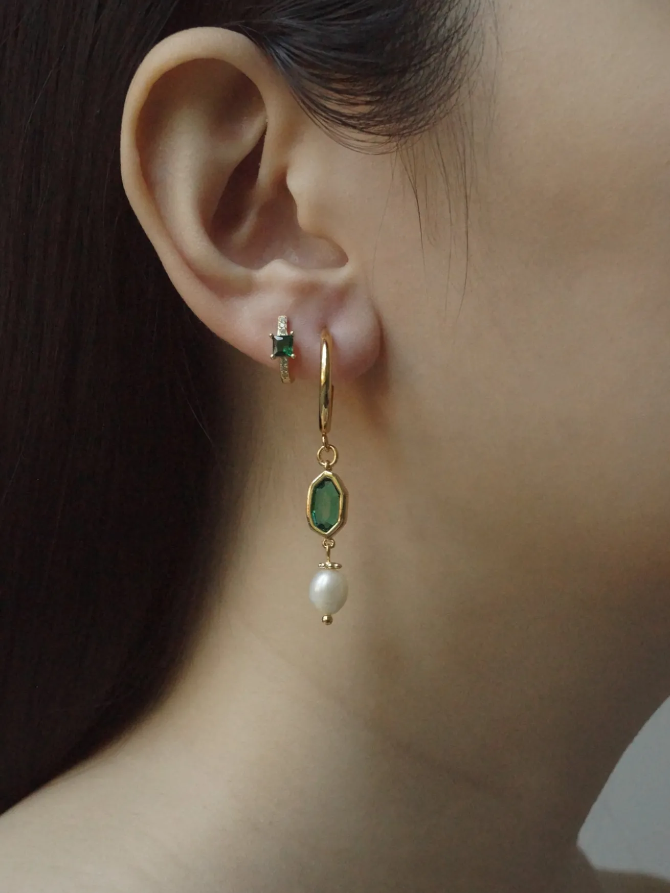 Hildur Earrings - Green *18K Gold-plated