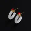 Imperial Jade Hoops - White