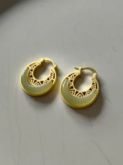 Intricate Jade Hoops