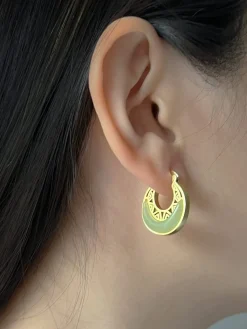 Intricate Jade Hoops