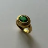 Large Oval Gemstone Ring - Emerald Green