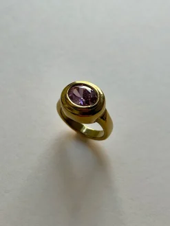 Large Oval Gemstone Ring - Pink