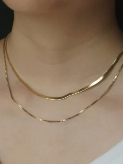 Layered Snake Chain Necklace *18K Gold-plated Stainless Steel