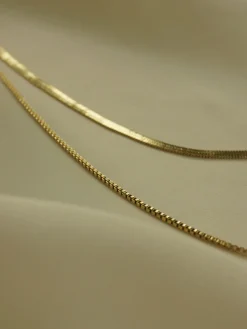 Layered Snake Chain Necklace *18K Gold-plated Stainless Steel