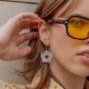 Little Flower Hoops - Marbled White *18K Gold-plated