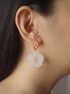 Little Flower Hoops - Marbled Oat *18K Gold-plated