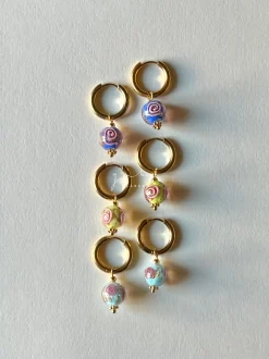 Little Hoops with Eclectic Glass Beads - Aquamarine