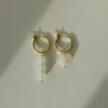 Little Stone Heart Mismatched Hoops - Pink/White