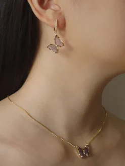 Loveday Butterfly Hoops - Purple *14k Gold-plated