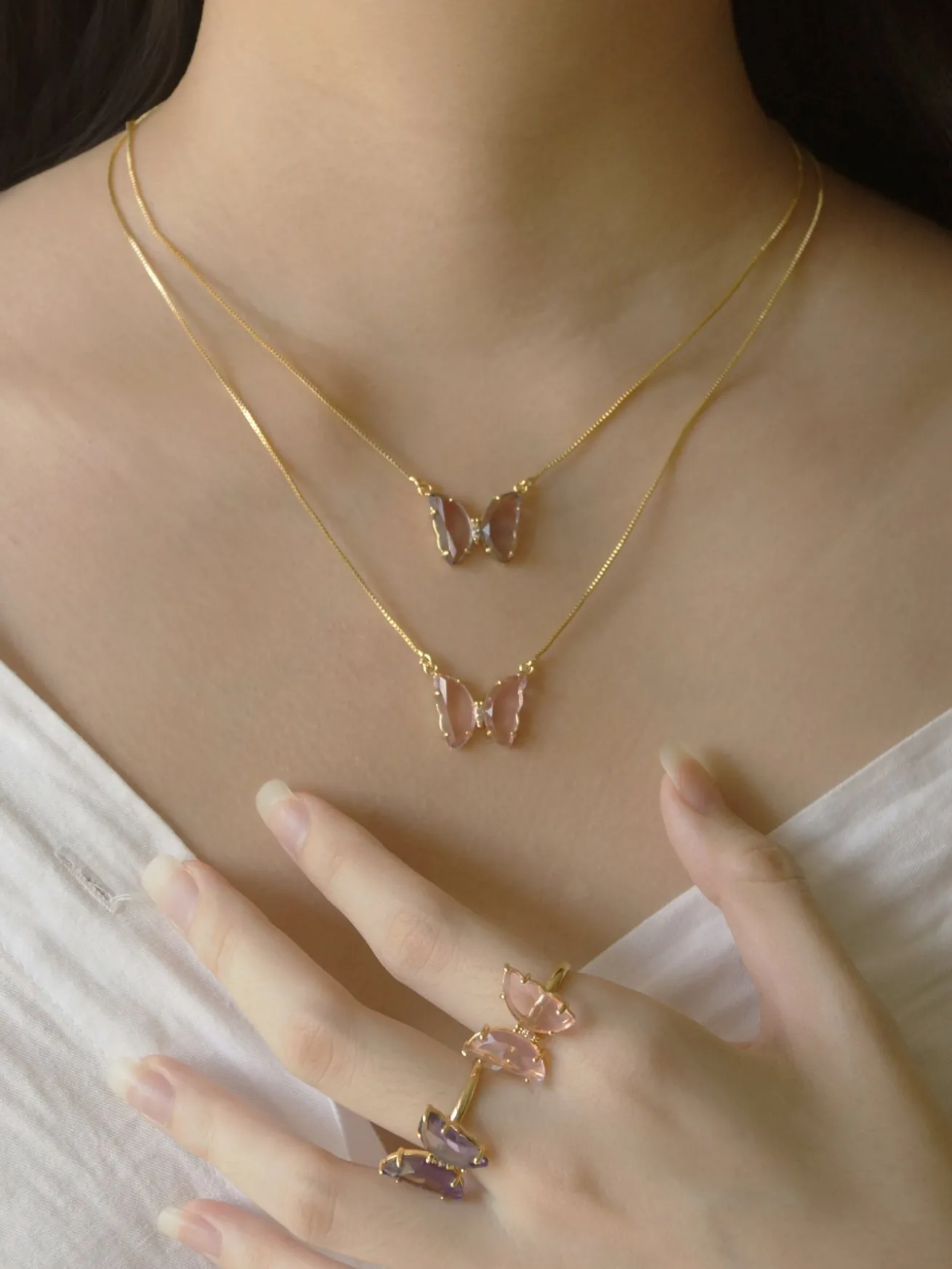 LOVEDAY Necklace - Pink *Gold-plated