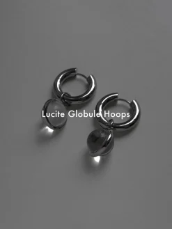 Lucite Globule Hoops - Silver