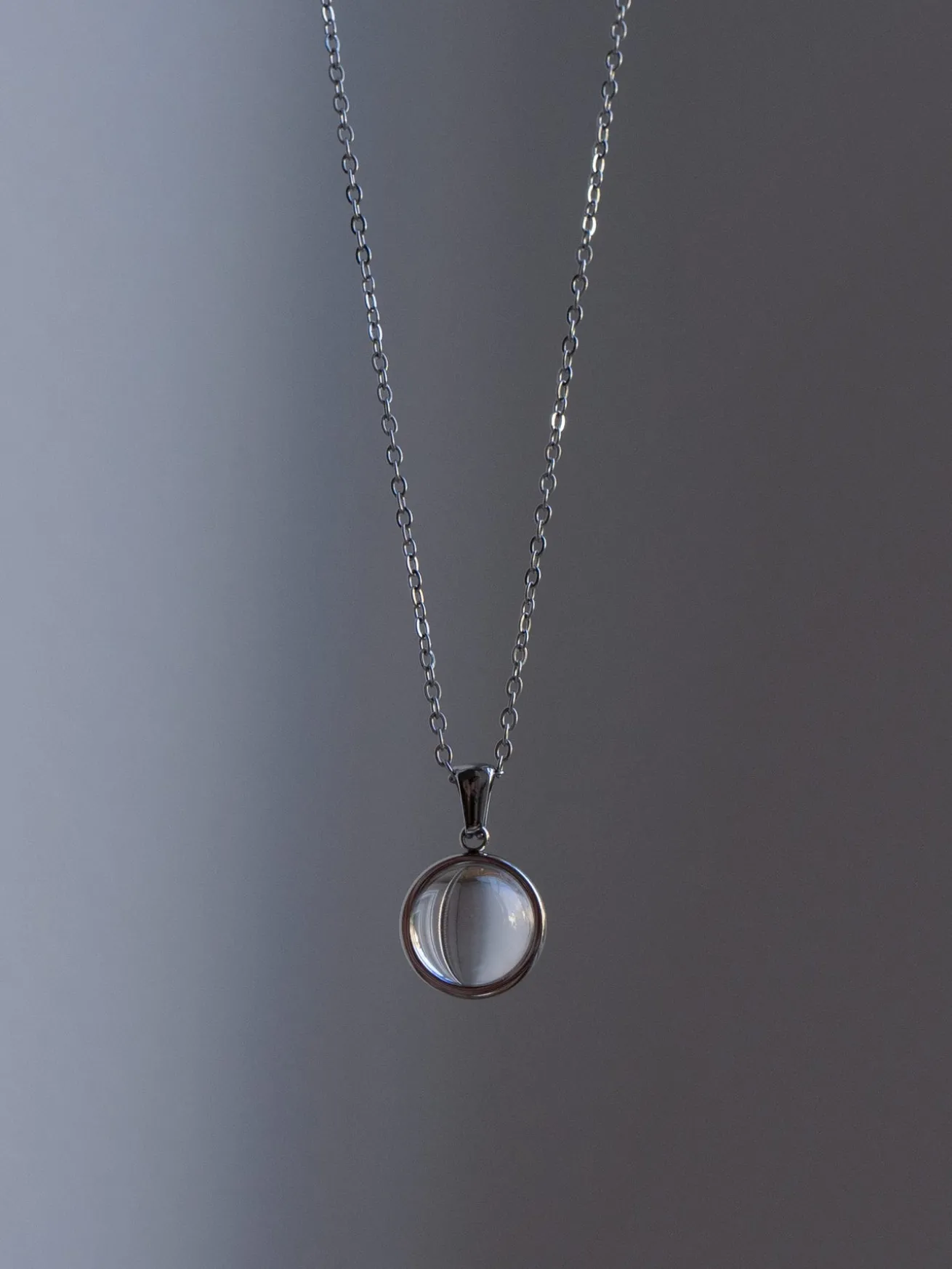 Lucite Globule Necklace - Silver