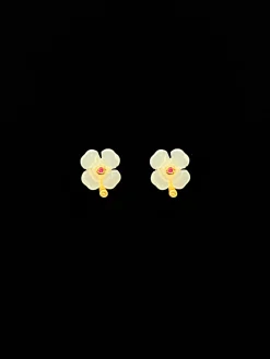 Lucky Clover Jade Earstuds - White