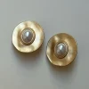 Matte Gold Pearl Eye Clip-Ons (Vintage)
