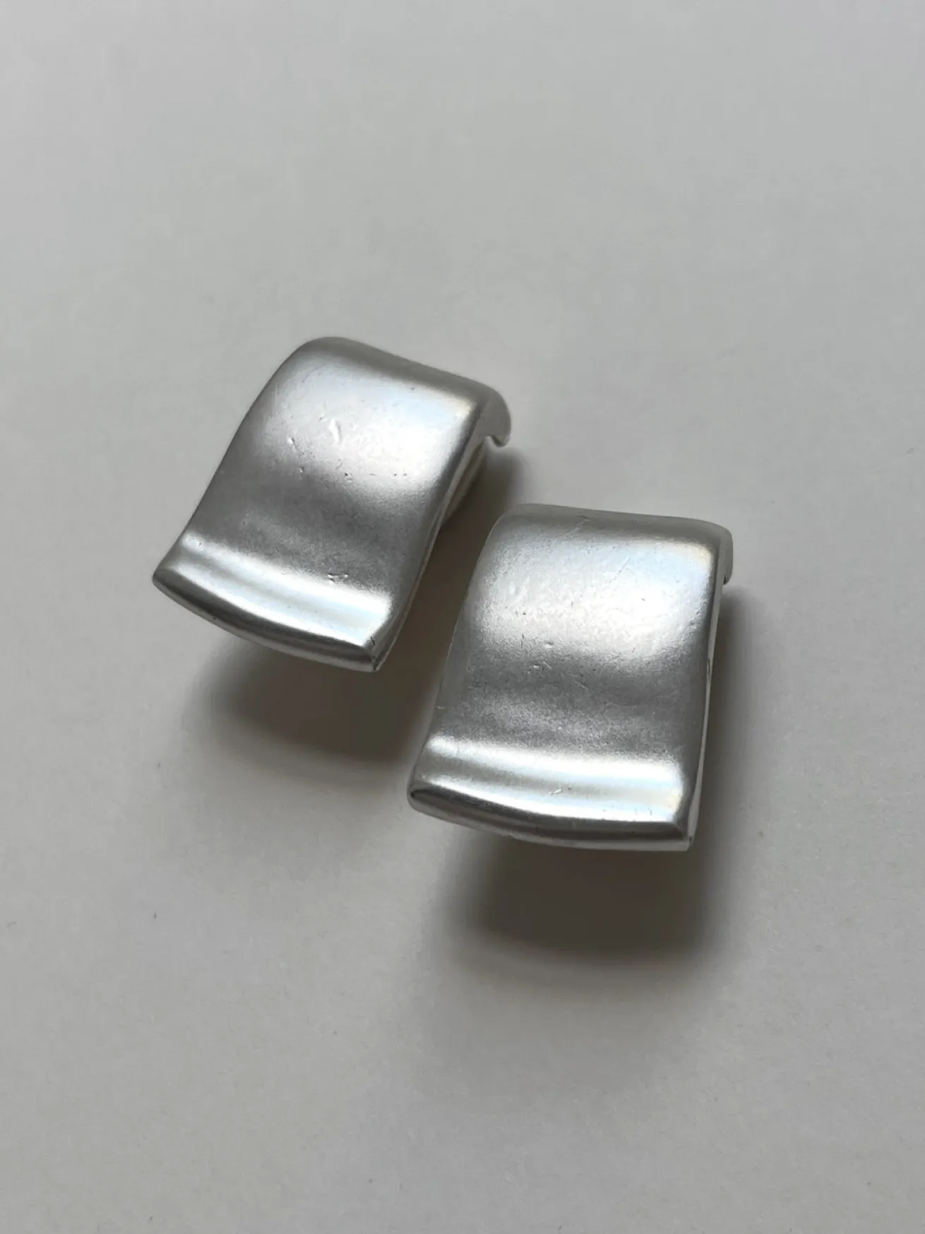 Matte Silver Rectangular Clip-Ons (Vintage)