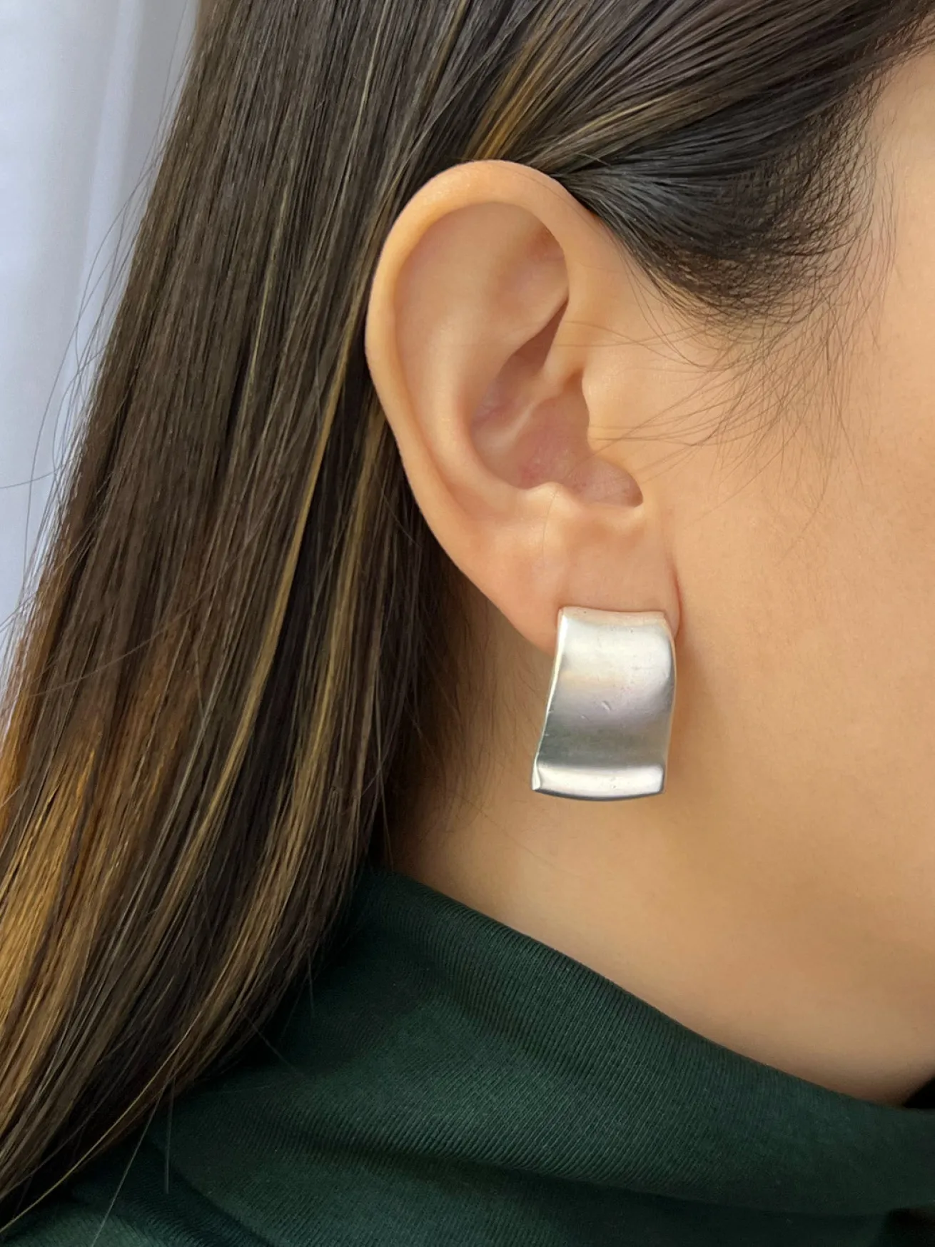 Matte Silver Rectangular Clip-Ons (Vintage)