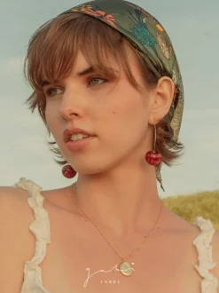 MIKA Floral Cherry Earrings - Red *Gold-plated stems