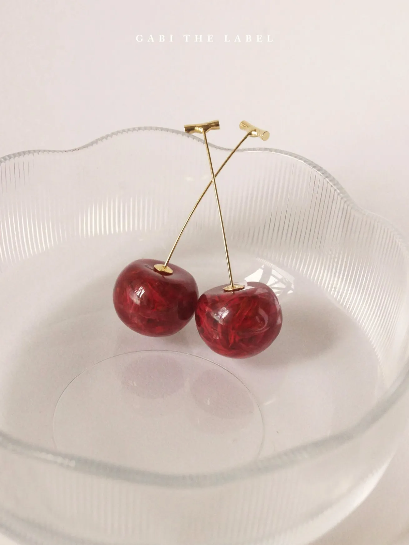 MIKA Floral Cherry Earrings - Red *Gold-plated stems