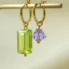 Mismatched Colour Glass Crystal Hoops