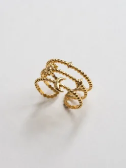 Moon And Stars Twist Ring