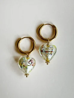 Mosaic Glass Heart Hoops