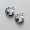 Nature’s Dance Hoops with Freshwater Pearl - Silver/Blue