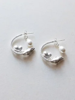 Nature’s Dance Hoops with Freshwater Pearl - White Silver