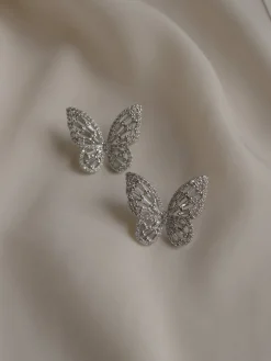 OAHU Butterfly Earrings - Silver *Platinum-plated S925 Earposts