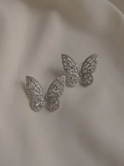 OAHU Butterfly Earrings - Silver *Platinum-plated S925 Earposts