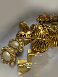 Opal Eye Gold Clip-Ons (Vintage)
