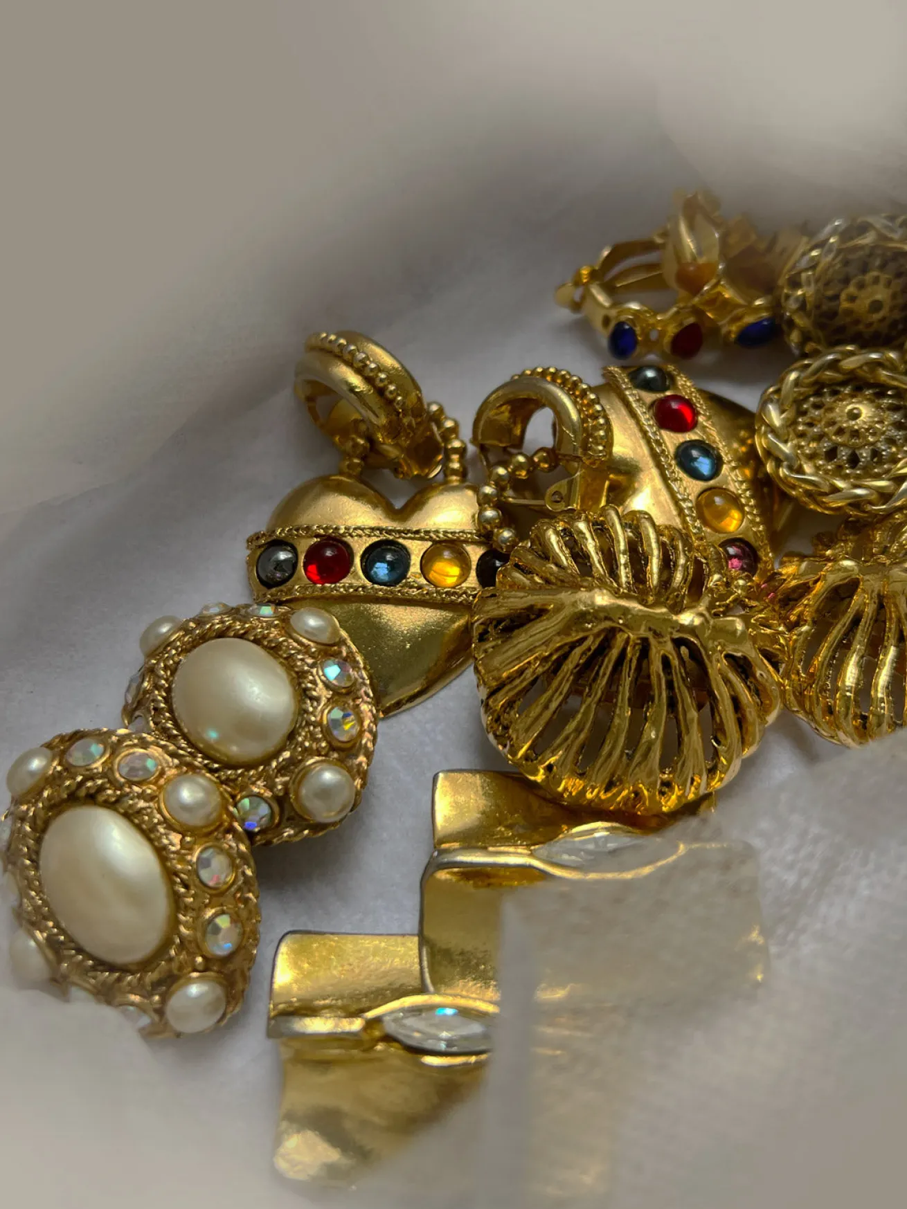 Opal Eye Gold Clip-Ons (Vintage)