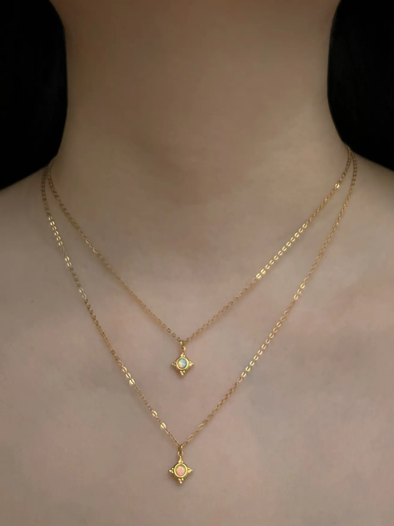 Opal Pendant Huggies - Alabaster Cream